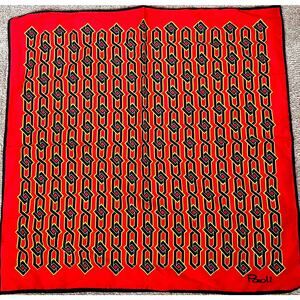 VTG Paoli Black Red Yellow Diamond Polyester Scarf 21x21